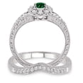 thumbnail image 3 of 1.5 Carat Emerald & Diamond Antique Floral Bridal set on 10k White Gold, 3 of 3