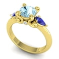 thumbnail image 2 of 2.50 Carat Round Cut Aquamarine & Blue Sapphire Gemstone Fany Three Stone Engagement Ring for Girls Solid 14K Yellow Gold Size 9 by Diamond-Capitals, 2 of 8