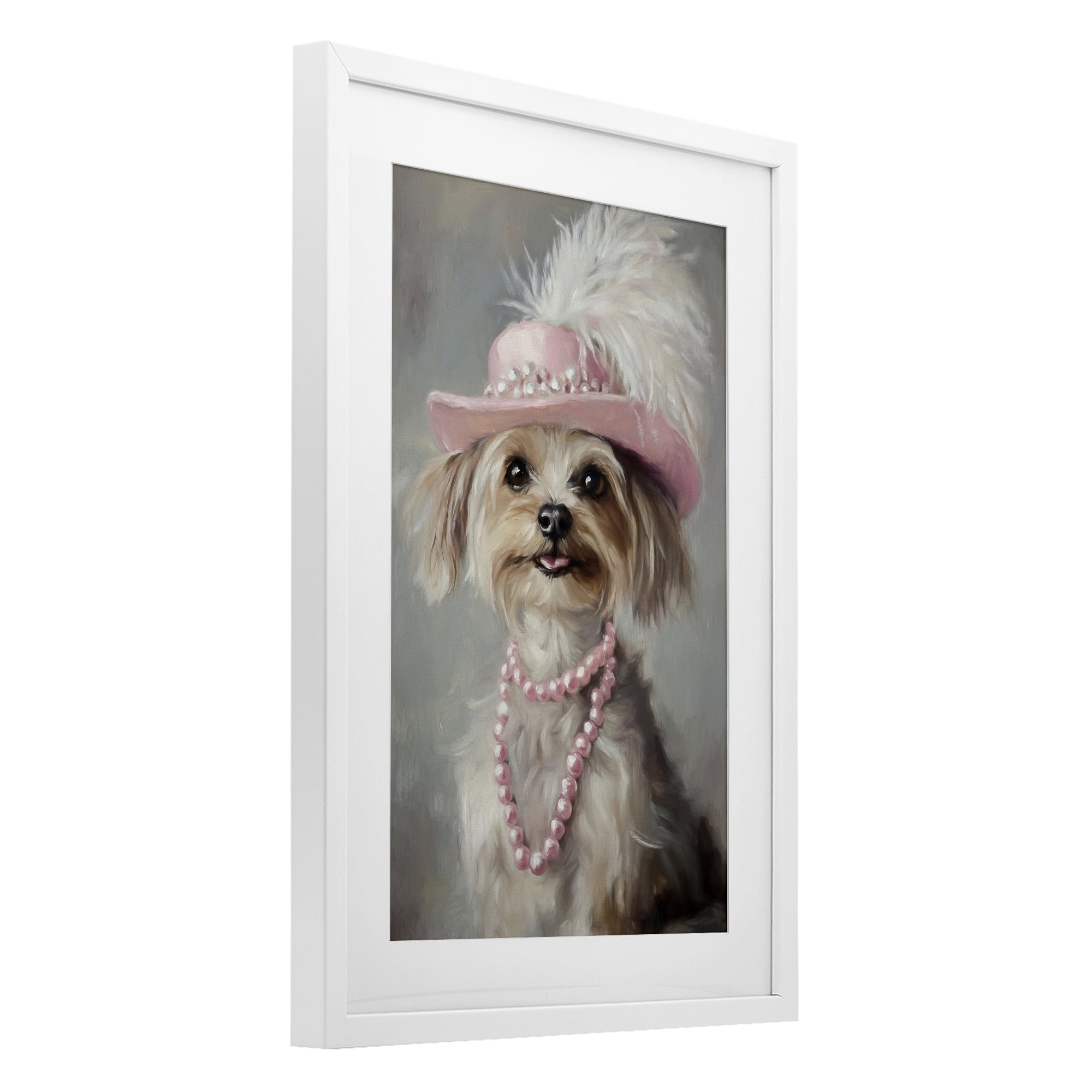 Stupell Industries Lady Yorkie Portrait White Framed Print Under Glass, design by Tina LeCour