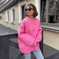 thumbnail image 2 of Sudadera con capucha holgada de cuello redondo para mujer en Europa y América Otoño/Invierno 2024 Sudadera con capucha de polar de gran tamaño de color liso de calle Suéteres rosas, 2 of 5