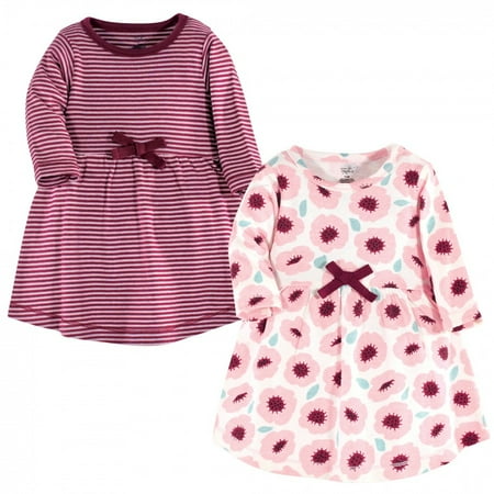 

Touched by Nature Baby and Toddler Girl Organic Cotton Long-Sleeve Dresses 2pk Blush Blossom 18-24 Months