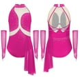 thumbnail image 3 of YiZYiF Girls Shiny Rhinestones Mesh Lyrical Dance Ballet Leotard with Gloves Figure Skating Dress Hot Pink 12, 3 of 4