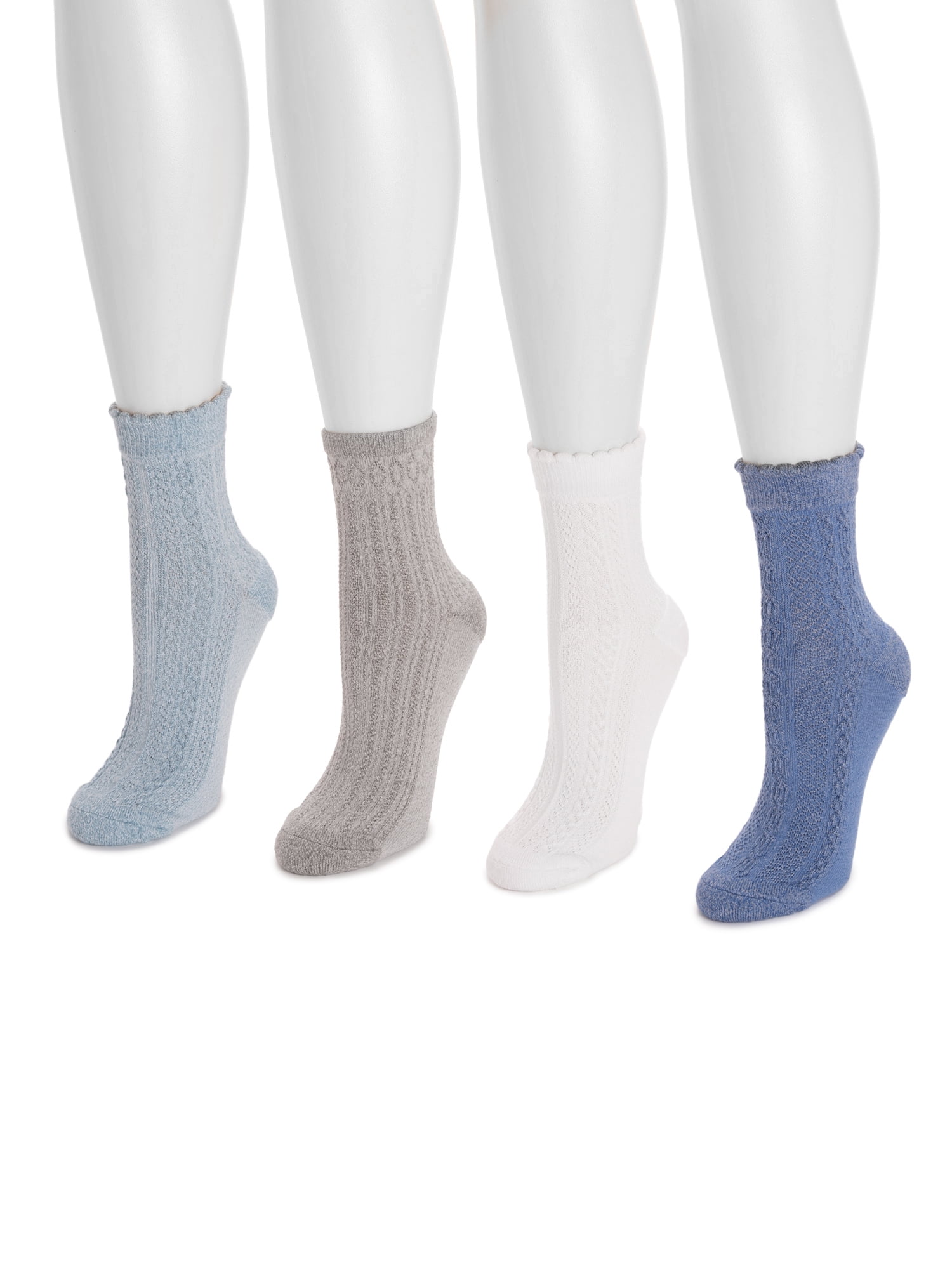 MUK LUKS Women's Dream Step Quarter Crew Socks, 4 Pair Pack