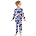 thumbnail image 3 of Blue Whale Pattern Cotton Pajamas 2 Piece Set Sleepwear Soft and Comfortable Homewear Nightwear, 3 of 7