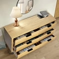 thumbnail image 3 of QuicMiou Fluted 6 Drawers Wood Dresser, 47.3" Wide Modern Chest of Drawers with Metal Legs, Curved Profile Design, Wide Storage Drawer Organizer for Bedroom, Living Room, Hallway, Natural Oak, 3 of 9