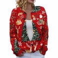 thumbnail image 2 of Pulls d'Hiver Grande Taille Automne pour Femmes Noël 3d Bouton Cerf Cardigan en Peluche Rouge G, 2 of 7