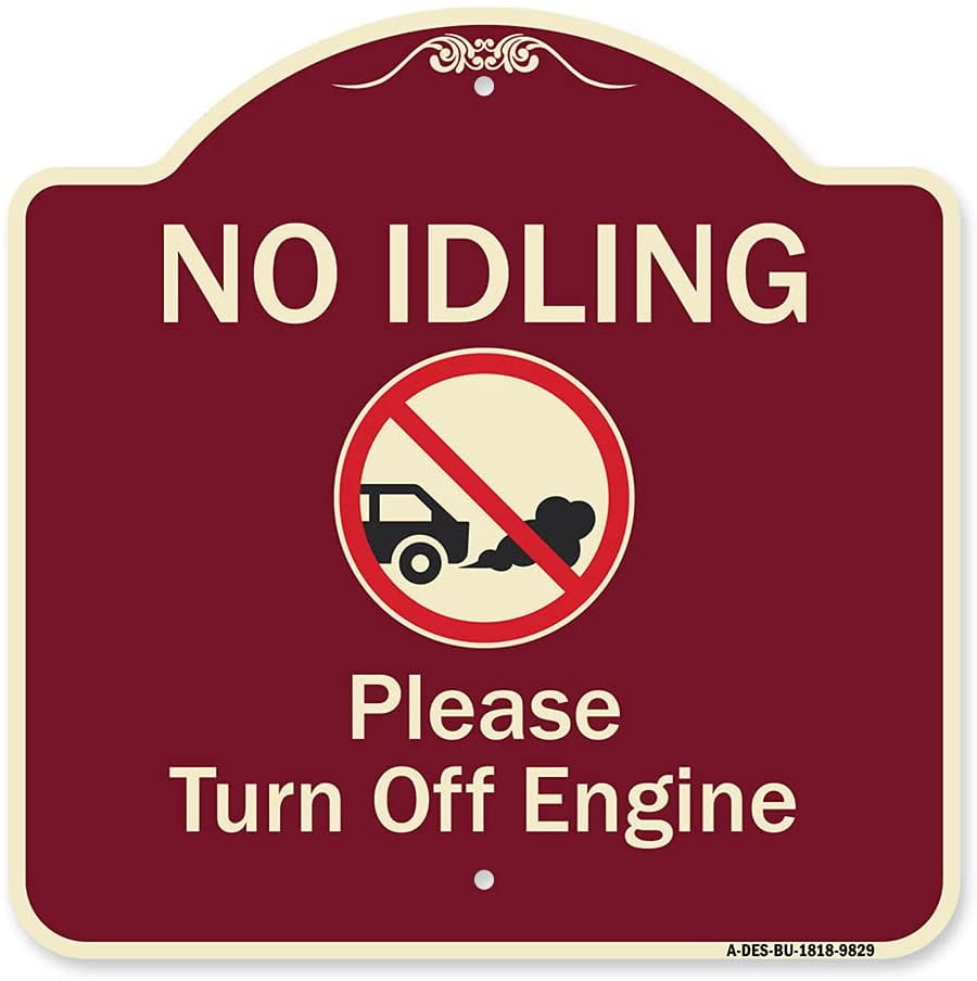 No Idling Please Turn Off Engine Tin Sign – 16x12 Inches, 63 Mil Thick, Vintage Style - View #2