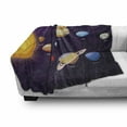thumbnail image 2 of Astronomy Soft Flannel Fleece Throw Blanket, Cartoon Solar System Graphic with Planets in Planetary Orbits Sun, Cozy Plush for Indoor and Outdoor Use, 50" x 60", Dark Purple Multicolor, by Ambesonne, 2 of 5