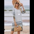 thumbnail image 4 of Vestido Informal de Verano para Mujer, Estilo Bohemio, con Borlas y Cuello Anudado, Larga 3/4, Estampado Floral Corto M, 4 of 8