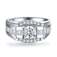 thumbnail image 2 of VAKKI Round Cut Moissanite Men's Engagement Rings 925 Sterling Silver 14K /White Gold Plated Promise Ring, 2 of 5