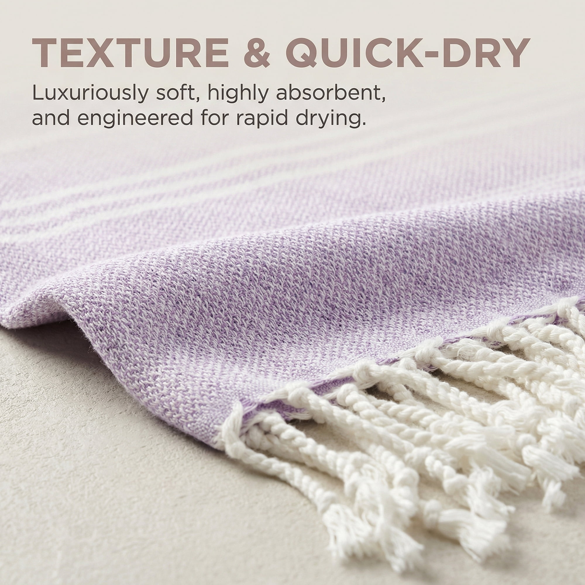 Unique Bargains Stripe Turkish Sand Free Towel 2 Pack Purple 71"x35"
