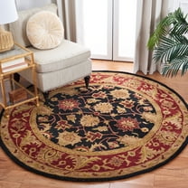 SAFAVIEH Classic Karolina Oriental Wool Area Rug, Black/Burgundy, 8' x 8' Round