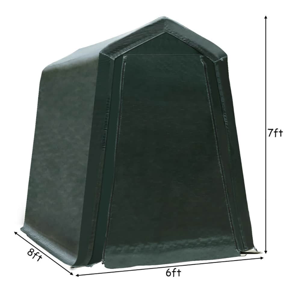 Spaco Outdoor Carport Shed with Sidewalls and Waterproof Ripstop Cover, 6 x 8 Feet Carport Shed, Green