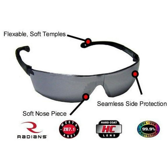 Radians RS1-60 Rad-Sequel Rubber Tipped Lightweight Glasses with Silver Mirror Lens
