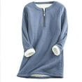 thumbnail image 1 of Ropa para mujer,Suéter de lana de cordero grueso con media cremallera para mujer, suéter cálido de invierno, manga larga con bolsillos, sopatenor, 1 of 6