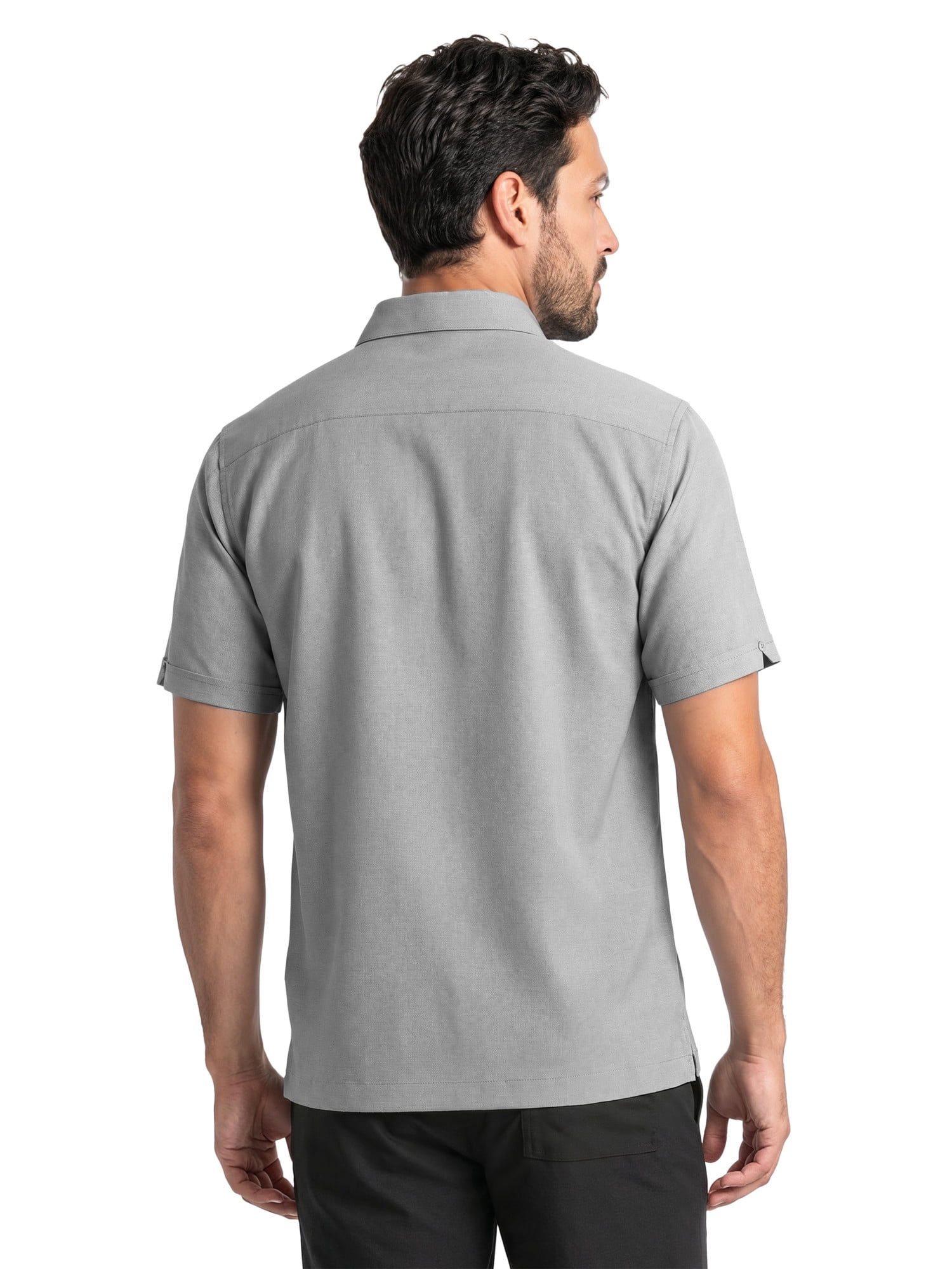 Cafe Luna Men’s and Big Men’s Geo Printed Panels Short Sleeve Button-Down Shirt, S-5XL