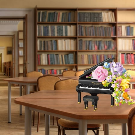 Blueek Piano Flower Bouquet Building Decoration Set Artificial Flowers With Roses Campanula Home Decoratiion Valentines Day Gifts For Her Him Gifts Table Art Halloween Decoration