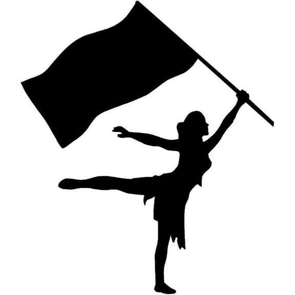 3 Pack - StickerDad® Color Guard Girl - Size: 4", Color: Black - Windows, Walls, Bumpers, Laptop, Lockers, etc.