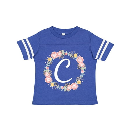 

Inktastic C Monogram Alphabet Letter Rose Floral Wreath Gift Toddler Toddler Girl T-Shirt