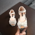 thumbnail image 2 of URMAGIC Crystal Lace Dress Shoes Open Toe Princess Sandals for Toddler Kid Girls, Beige, 2 of 6