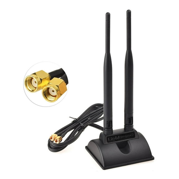 Eightwood 2.4GHz 5GHz Dual-Band WiFi Antenna RP-SMA Male for PC Wireless Router PCI-E WiFi Network Card