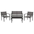 thumbnail image 2 of CorLiving 4 Piece Patio Conversation Set with Loveseat, Single Chairs and Glass Tabletop, Outdoor Furniture without Cushions for Small Spaces - Cushionless Patio Furniture Sets, Grey, 2 of 10
