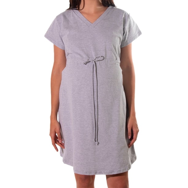 Vestido para Embarazo Casual Ajustable en algodón Almacenes Mario Color Gris Talla Unitalla