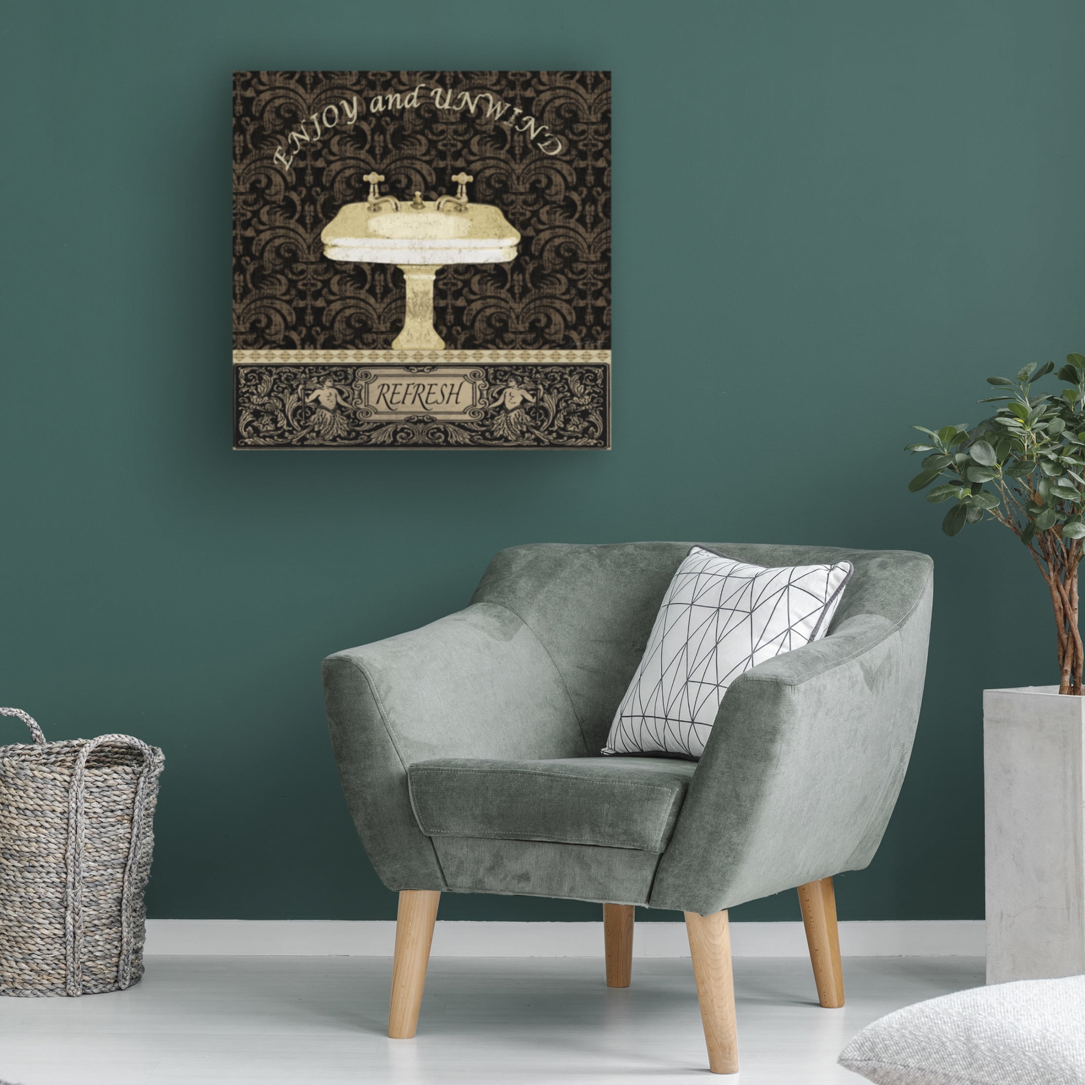 Canvas Wall Art - Jean Plout 'Sink B' Wall Art for Living Room, Bedroom, or Office Décor by Trademark Fine Art - 14 x 14 Inches