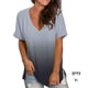 thumbnail image 5 of Camiseta Degradada para Mujer Minnieouse Ropa de Calle Elegante Multicolor Cuello en V Manga Corta, 5 of 6