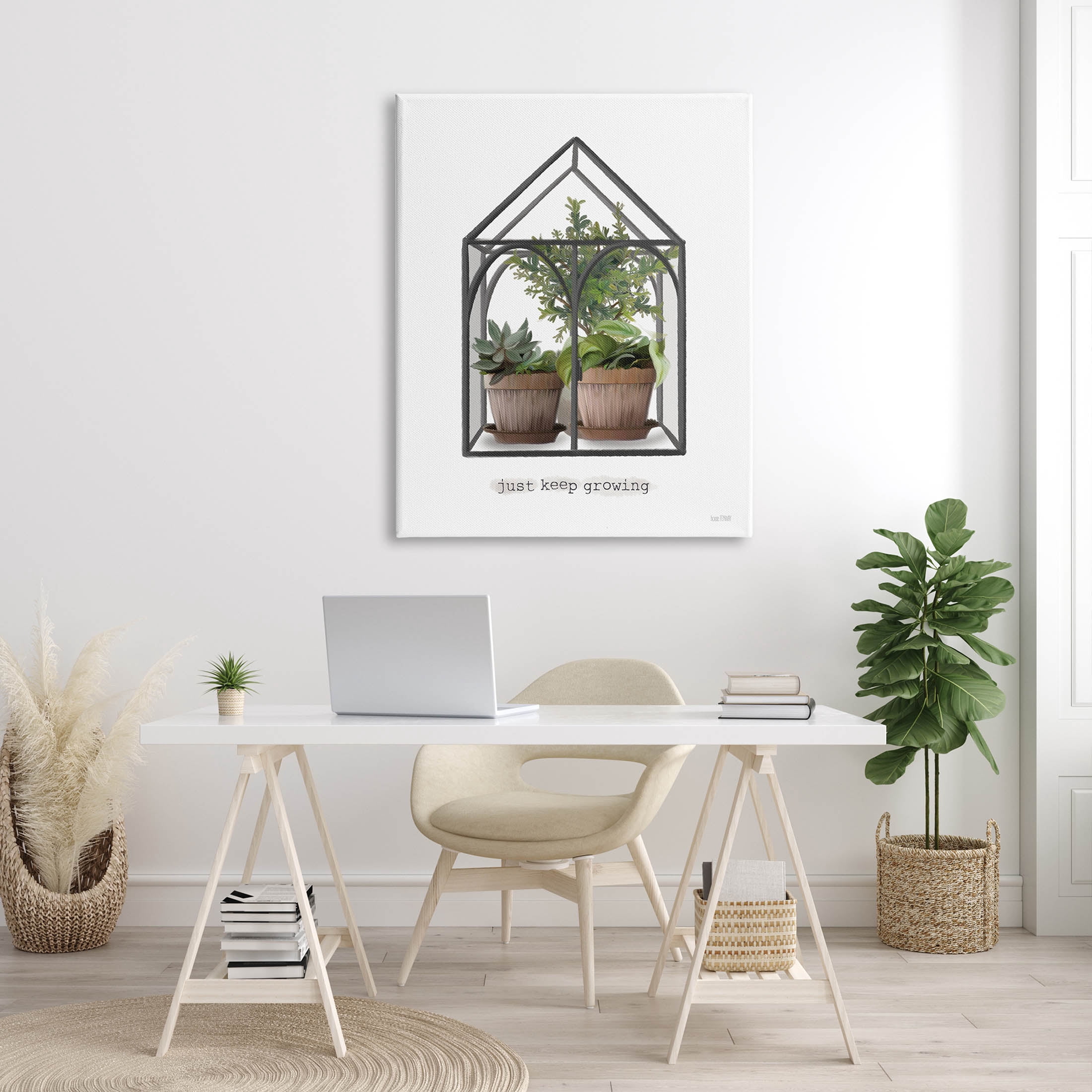 Just Keep Growing Greenhouse Plants Botanical & Floral Graphic Art Gallery Wrapped Canvas Print Wall Art