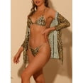 thumbnail image 2 of DARING DIVA Women's Leopard Print Halter Bikini Sets, 3-Piece Swimsuit S Brown, 2 of 6