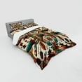 thumbnail image 2 of Ambesonne Rustic Bedding Set 4 Pcs, Aztec Inspired Feathers Art, Queen, Cinnamon Redbrown and Teal, 2 of 2
