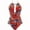 RedC, variant on QNANSPI Swimsuit One Piece for Women, One Piece Swimwear for Ladies, Womens Print Gathered Drawstring 1 Piece Swimsuit