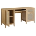 thumbnail image 2 of Pemberly Row 63" Natural Rattan and MDF Wood Office Desk in Oak, 2 of 8