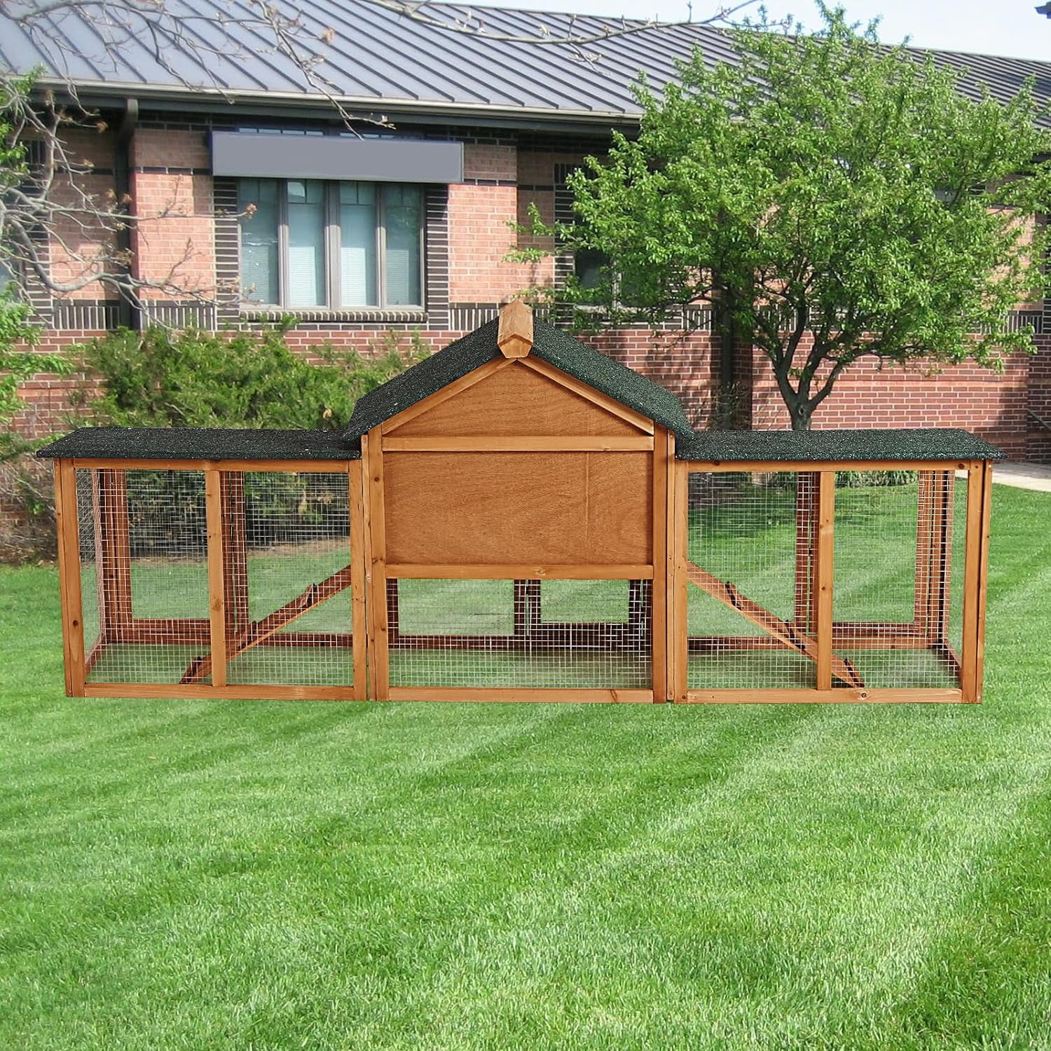 Litake 80in Outdoor Chicken Coop,Wooden Hen House Poultry Cage, Rabbit Hutch with Ramps Run,Bunny Cage Guinea Pig House Pull Out Upper Tray