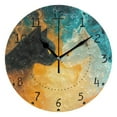 thumbnail image 4 of Black and White Cat Confront Round Wall Clock Silent Analog Battery Operated Gold Pointer Home Decor 9.84" Diameter, 4 of 11