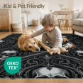 thumbnail image 4 of ODIKA 9'x12' Washable Area Rug Low Pile, Flatwoven, Black Silver Gothic Skull Arch Design Ornate Filigree with Distressed Scrollwork for Great Room, Indoor Concept, Large Living, 4 of 7