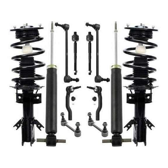 Front and Rear Shock Strut Coil Spring Tie Rod Kit - Compatible with 2013 - 2018 Ford Fusion 2014 2015 2016 2017