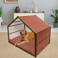 thumbnail image 2 of Geometric Pet House, Vertical Tiny and Thick Lines Striped Retro Style Graphic Pattern Art, Outdoor & Indoor Portable Dog Kennel with Pillow and Cover, 5 Sizes, Red Brown Yellow, by Ambesonne, 2 of 4
