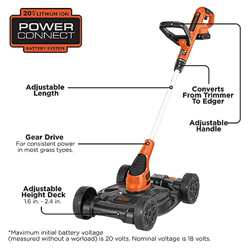 BLACK DECKER Cordless Lawn Mower String Trimmer Edger 3 in 1 MTC220 Walmart