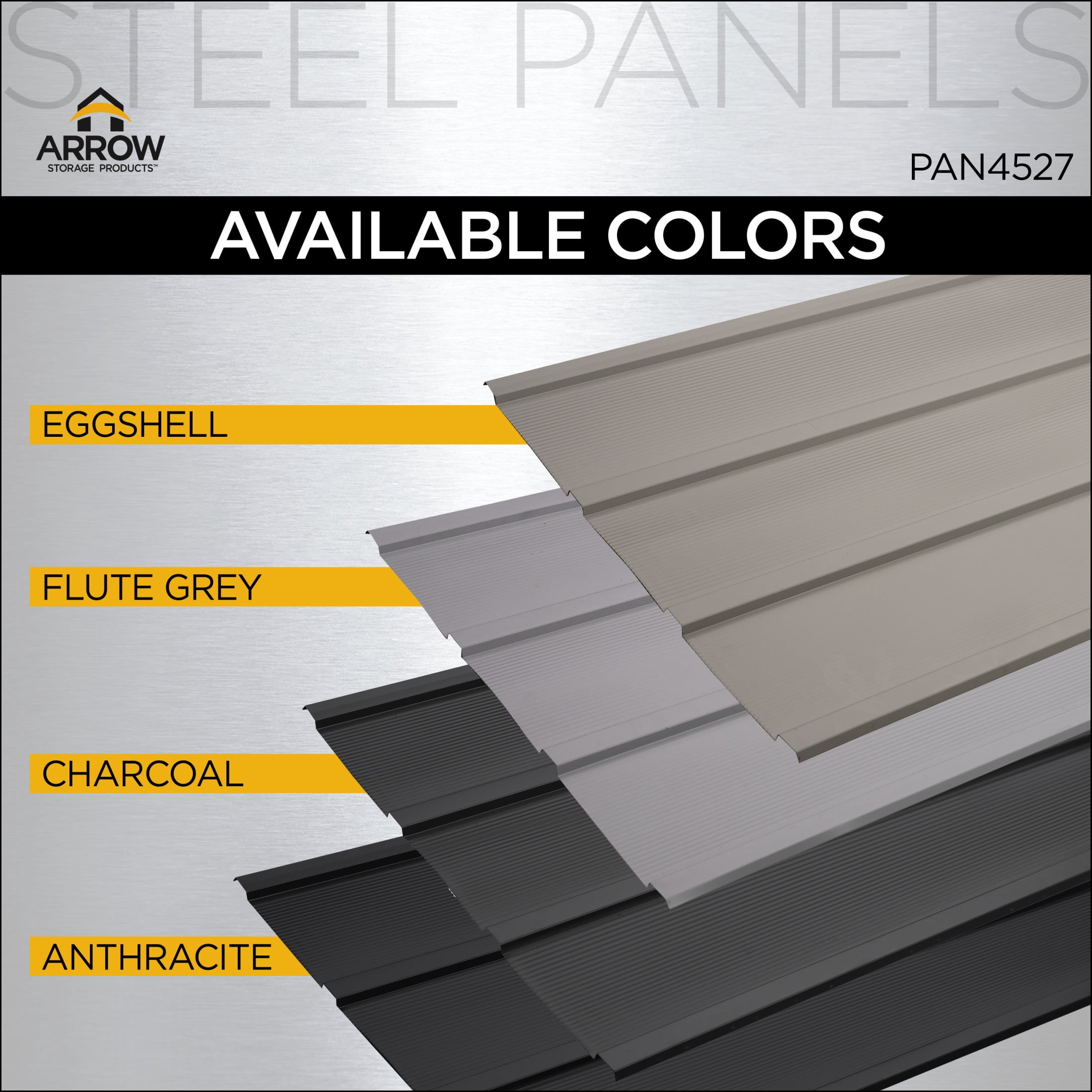 Arrow 2 x 4 ft Flute Grey Steel Roof Panels For Diy Shed, Etc Projects