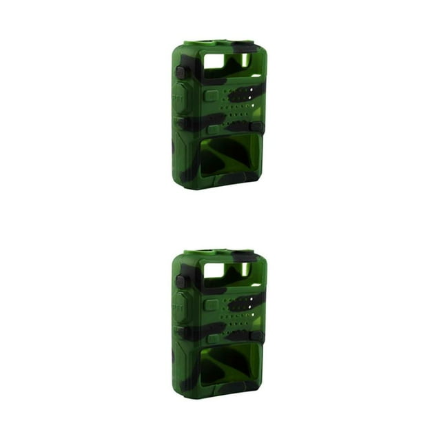 Cateissary Silicone Walkie Talkie Protective Case Portable Two Way Mobile Interphone Pouch Accessories Outdoor Protector Radio Verde 2Conjunto