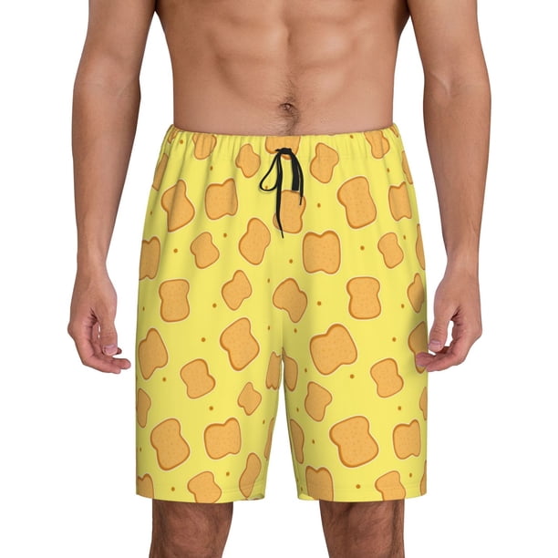 Fotbe Toast Pantalones Cortos de Pijama para Hombre, Ropa de Dormir, Pantalones de Pijama Cortos para Hombre-XX-Large