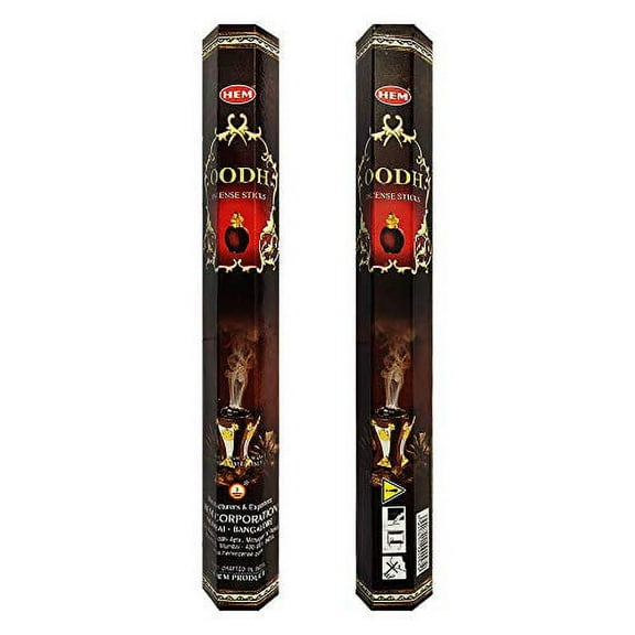 HEM Oodh Incense Sticks Agarbatti Masala - Pack of 20 Sticks Tube, Traditionally Handrolled