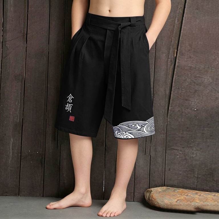 XXWXYD Boys Japanese Kimon𝗈 Linen Capr𝗂 Kids Traditional Beach