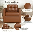 thumbnail image 4 of COOLHUT Swivel Accent Chair for Living Room, Modern Faux Leather Armchair with Throw Pillow, Square Upholstered Swivel Armchair with Sturdy Frame, Brown, 4 of 11