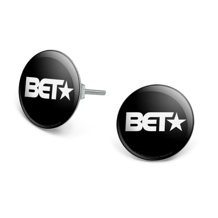 BET Logo Novelty Silver Plated Stud Earrings