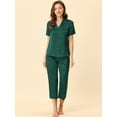 thumbnail image 3 of DARING DIVA Women's Satin Button Down Pajamas Sets M Bright Green, 3 of 6