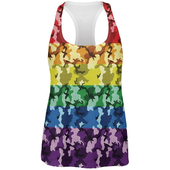 LGBT Camo Pride In The Military All Over Womens Work Out Tank Top Multi SM