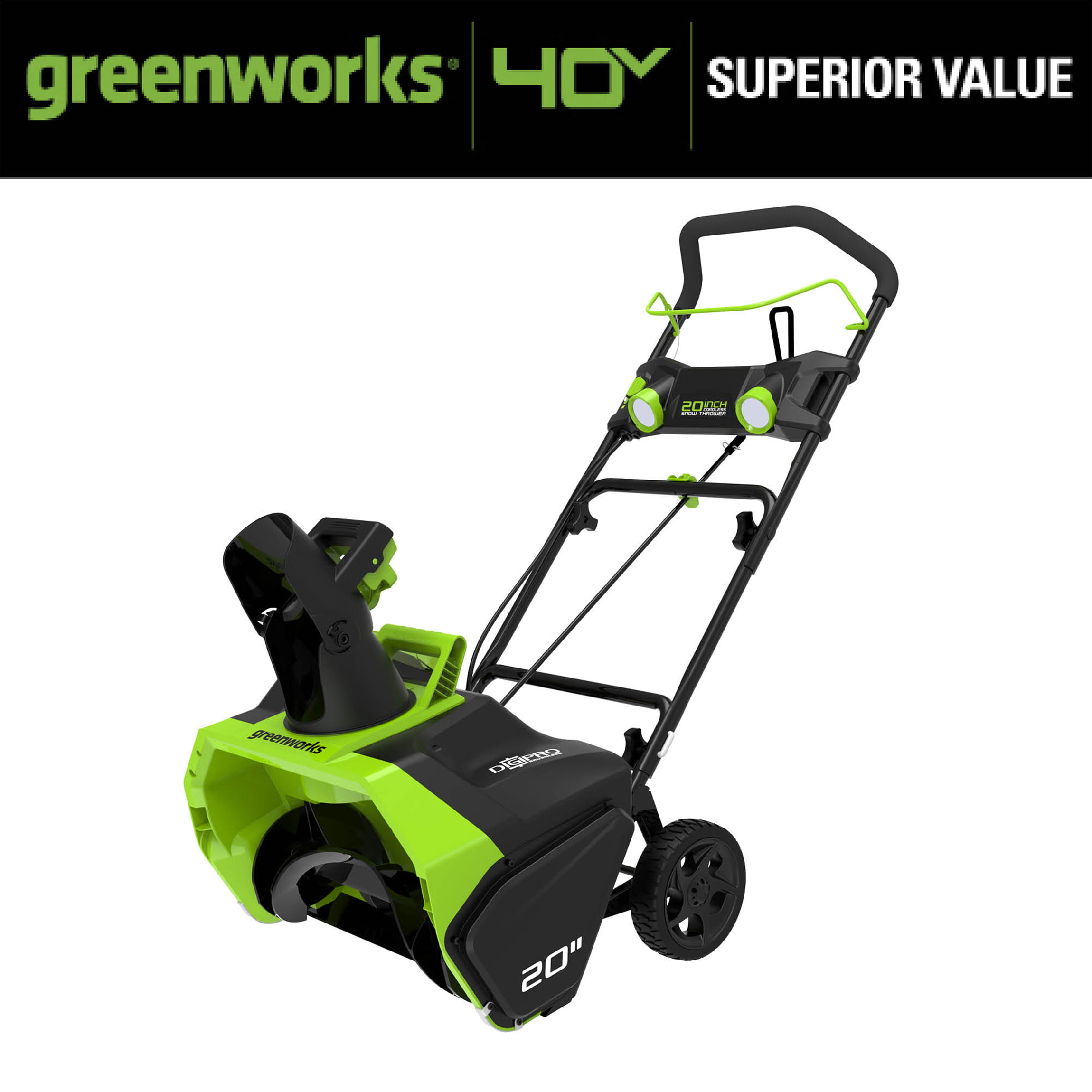 Greenworks 40V 20-inch Brushless Snow Thrower, Battery Not Included,  2601102